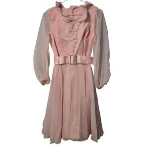 Vintage Custom Satin and Chiffon Swing Dress